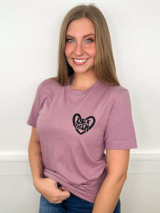 Let Them Sweetie Cotton Blend Short Sleeve Purple Avery Mae Graphic Tee Shirt