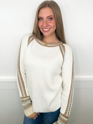 Catch a Good Time Knit Long Sleeve Ivory Avery Mae Sweater Top