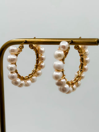 The Pearl Pop Gold Hoop Earrings