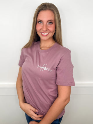 PowHERful Cotton Short Sleeve Mauve Avery Mae Graphic Tee Shirt
