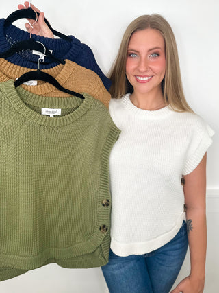 Spread the Word Cotton Blend Short Sleeve Avery Mae Sweater Vest - 4 colors!