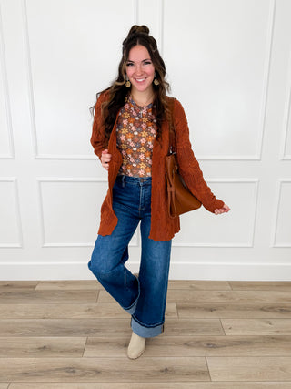 Dark wash tummy control wide-leg jeans, non-distressed, full-length denim pants