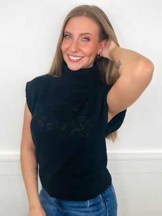 Over Time Cotton Short Sleeve Black Avery Mae Sweater Top