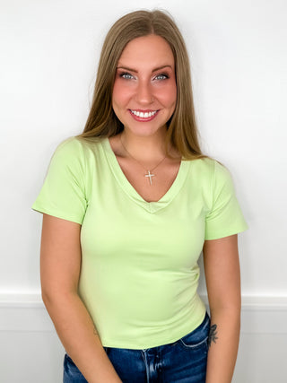 Basic Start the Day Cotton Blend Short Sleeve Avery Mae Mom Cropped Top - 4 colors!