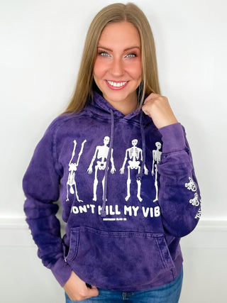 Don't Kill My Vibe Cotton Long Sleeve Purple Avery Mae Graphic Hoodie Sweatshirt