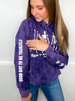 Don't Kill My Vibe Cotton Long Sleeve Purple Avery Mae Graphic Hoodie Sweatshirt