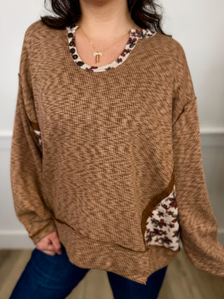 POL Core Memories Ribbed Long Sleeve Mocha Top