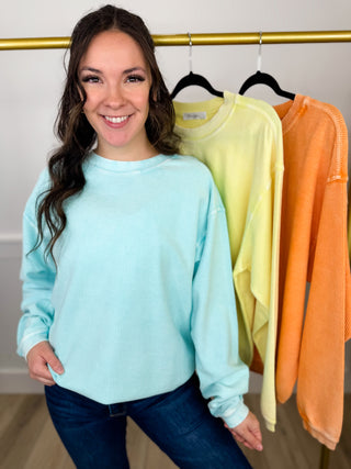 Because You Can Corded Long Sleeve Avery Mae Crewneck Sweatshirt - 3 colors!
