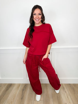 In the Friend Zone High Rise Cotton Blend Wide Leg Avery Mae Cropped Set - 2 colors!