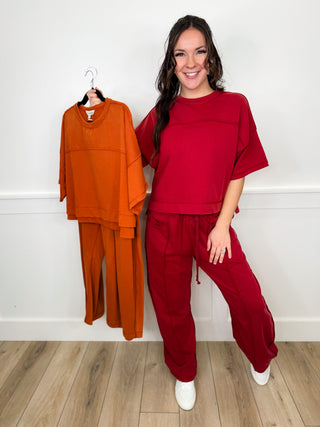 In the Friend Zone High Rise Cotton Blend Wide Leg Avery Mae Cropped Set - 2 colors!