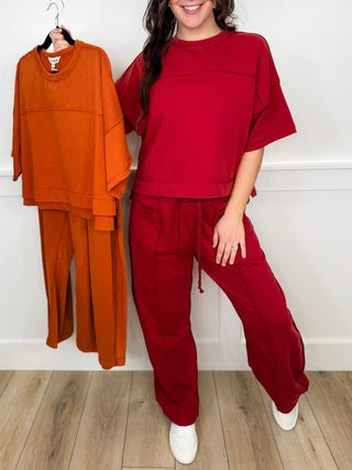 In the Friend Zone High Rise Cotton Blend Wide Leg Avery Mae Cropped Set - 2 colors!