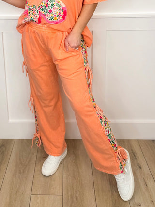 Wildflower Whisper High-Rise Cotton Orange Avery Mae Bottoms