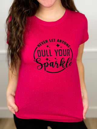 Sparkle on Babe Cotton Blend Short Sleeve Pink Avery Mae Graphic Tee Shirt