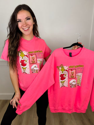 Happy Who-lidays Cotton Blend Pink Avery Mae Graphic Top - 2 options!