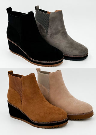 Corkys Let's Get Lost Faux Suede Wedge Booties - 4 colors!
