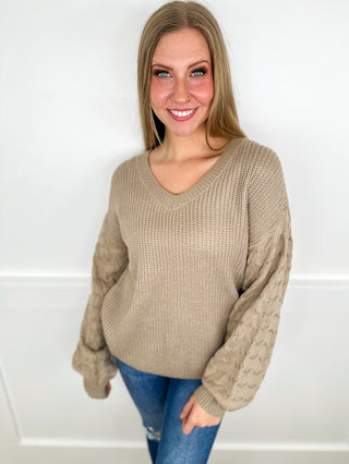 What About Me Knit Long Sleeve Sand Avery Mae Sweater Top