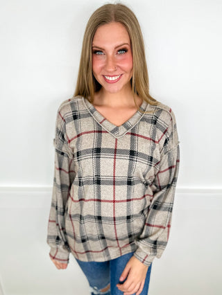 Cabin Comfort Long Sleeve Taupe Avery Mae Top
