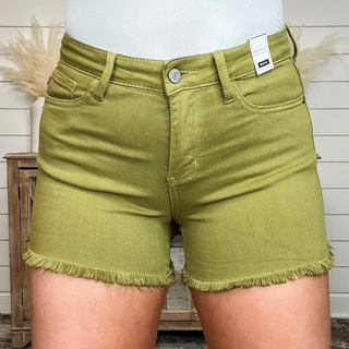 Judy Blue Shay Mid Rise Fray Hem Shorts - 4 colors!