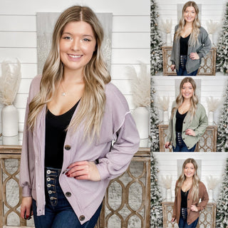 Not Kidding Ribbed Long Sleeve Button Up Cardigan - 4 colors!