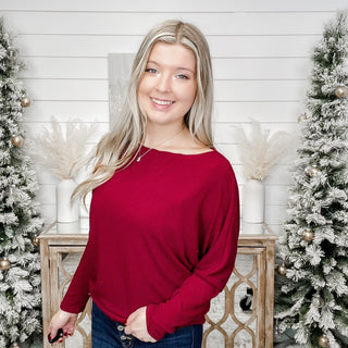 White Birch In The Know Knit Dolman Sleeve Top - 2 colors!