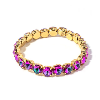 Gold-tone bracelet with purple faceted stones and blue-to-purple accents