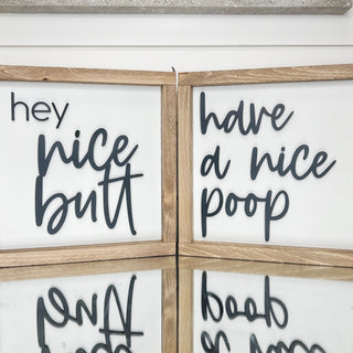 Bathroom Wooden Signs - 2 options!