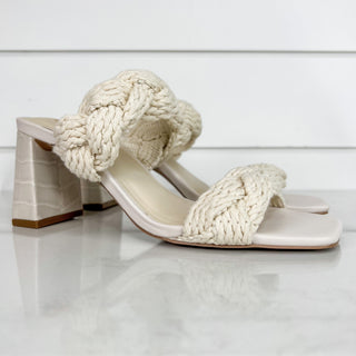 Welcome To The Show Ivory Braided Heels