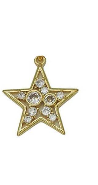 Gold star charm with sparkling crystal accents