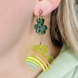 Shamrock Shakin Acrylic Drop Earrngs