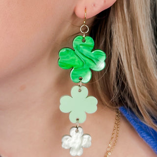 Shakin Shamrock Acrylic Drop Earrings