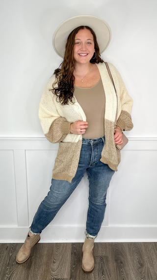 White Birch Enjoying the Show Knit Long Sleeve Cream Cardigan