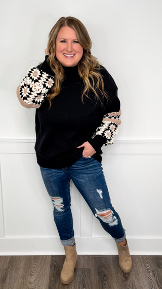 We're Friendly Knit Long Sleeve Black Avery Mae Sweater Top