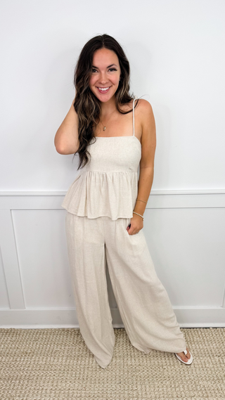 White Birch Switch it Up Lightweight Oatmeal Mom Cropped Tank Top