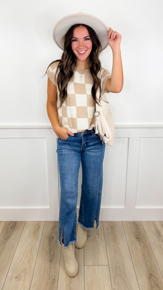 Check Me in Knit Short Sleeve Avery Mae Sweater Top - 2 colors!