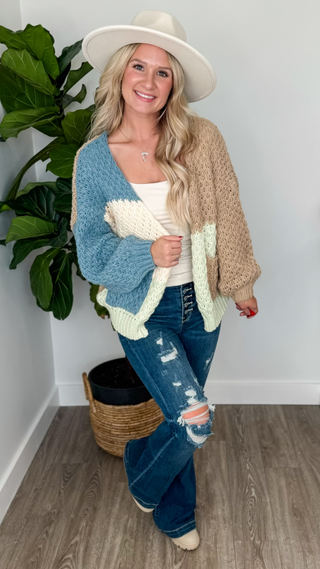 Living Life Cozy Knit Long Sleeve Brown Avery Mae Cardigan