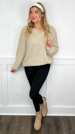 White Birch My Dearest Knit Long Sleeve Oat Sweater Top