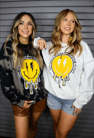 PRE-ORDERSB Everything is Fine Bleached Black Sweatshirt