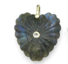 PRE-ORDER LPJ Labradorite Carved Stone Heart Charm