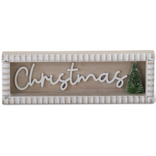 Christmas is Here Wooden Whitewash Hanging Sign