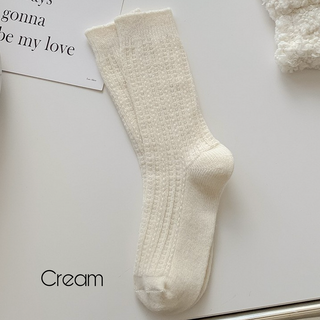 Knit Fashionable Neutral Crew Socks - 8 colors!