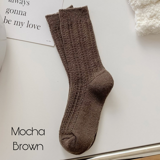 Knit Fashionable Neutral Crew Socks - 8 colors!