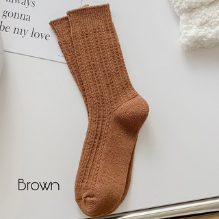 Knit Fashionable Neutral Crew Socks - 8 colors!