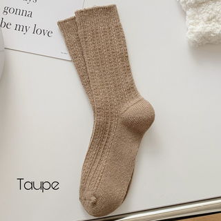 Knit Fashionable Neutral Crew Socks - 8 colors!