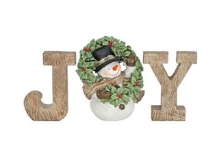 Joy to the World Snowman Resin Shelf Decor