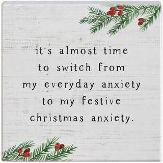 Christmas Anxiety Wood Block Sign