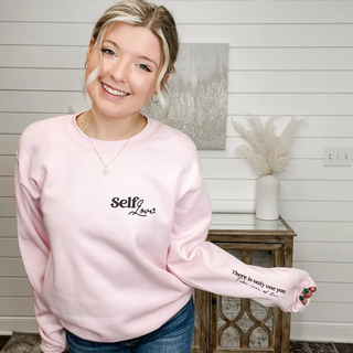 Self Care Cotton Blend Long Sleeve Avery Mae Graphic Crewneck Sweatshirt - 3 colors!