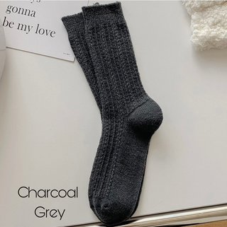 Knit Fashionable Neutral Crew Socks - 8 colors!