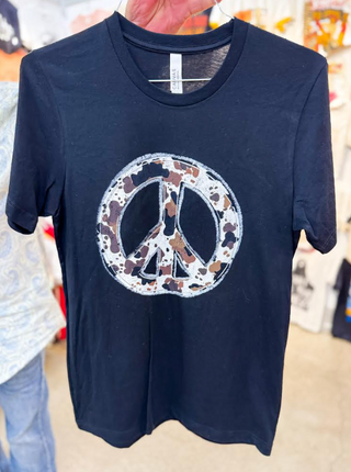 Cow Peace Black Graphic Tee Shirt