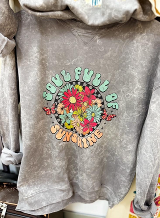 Soul Full of Sunshine Cotton Long Sleeve Grey Avery Mae Graphic Crewneck Sweatshirt