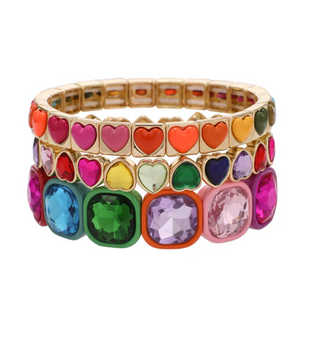 PRE-ORDERTRJ Rainbow Hearts Stack Bracelet Set
